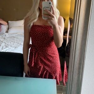 Red polka dot mini dress